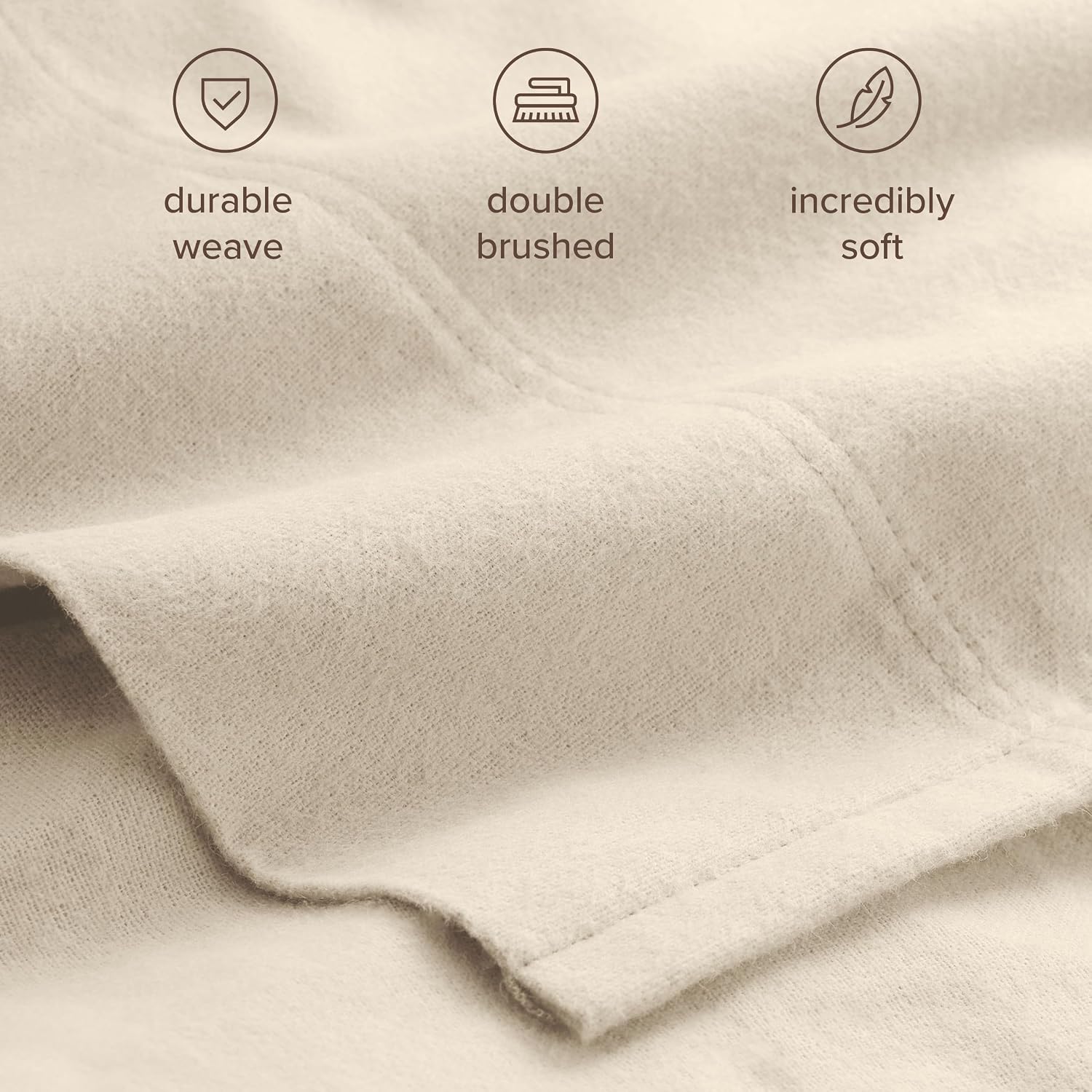 Bare Home Organic Cotton Flannel Sheet Set - Split King Size - 100% Cotton - Double Brushed for Extra Softness & Comfort - Warm, Cozy, and Durable - Breathable - Bed Sheets (Split King, Sand)