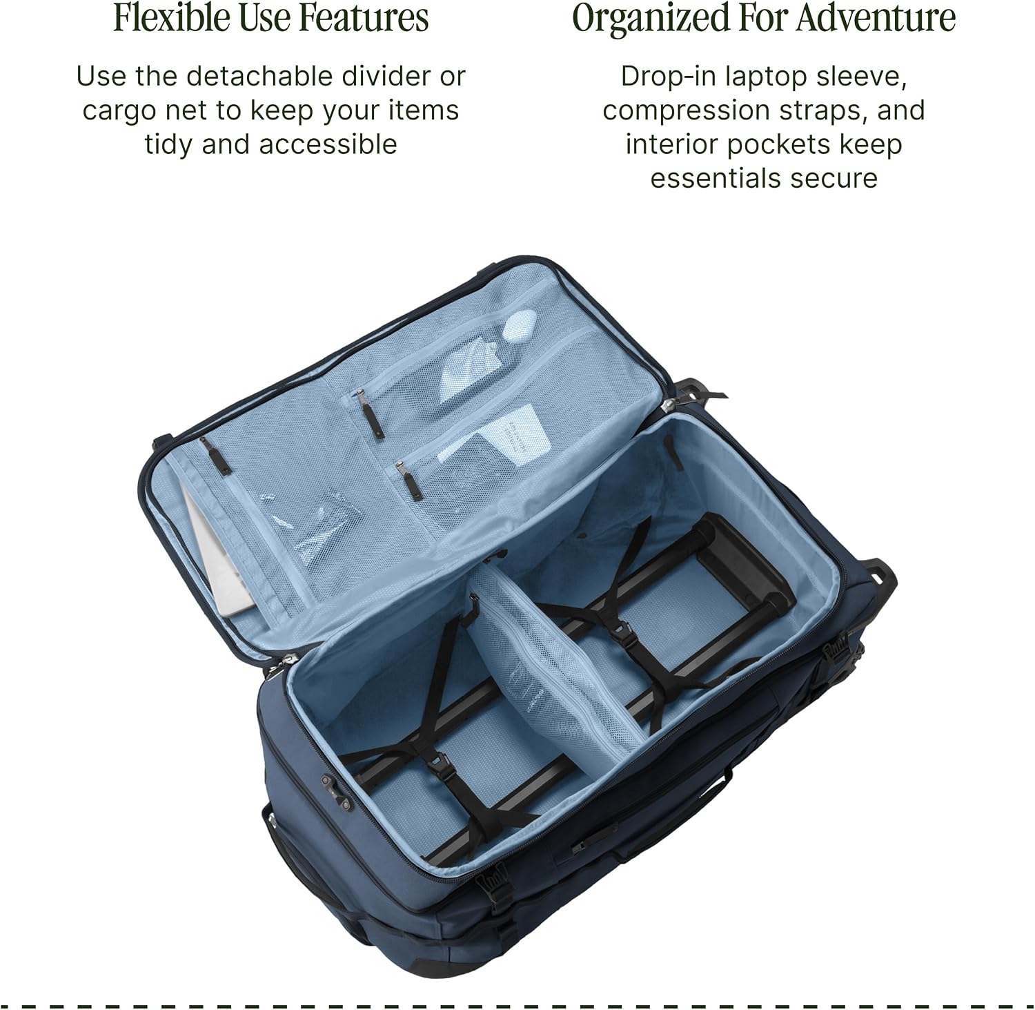 Eagle Creek Gear Warrior XE 2-Wheel Luggage to Keep Travel Items Organized - Smooth Rolling Wheels - Telescoping Handle - Padded Laptop Pocket - Blue Jay - 30'