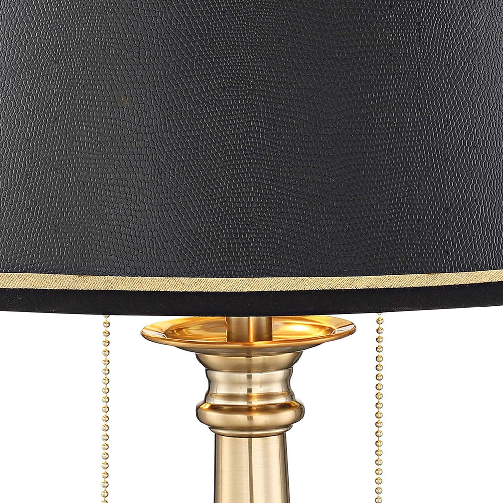 Barnes and Ivy Georgetown 28 1/2' Tall Traditional Table Desk Lamp with USB Charging Ports A+C Warm Brass Steel Black Gold Trim Drum Shade for Living Room Bedroom Nightstand Bedside Office House