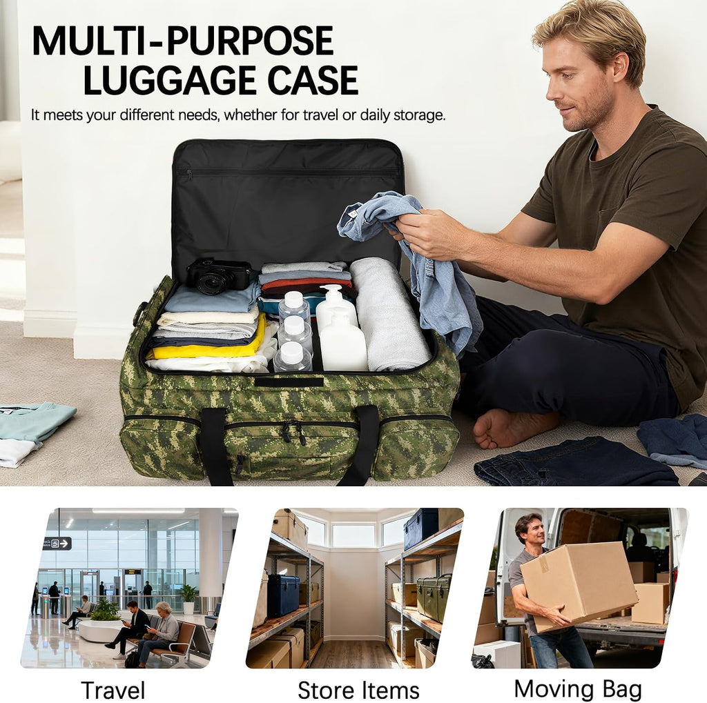 120L 3 Wheel Tactical Rolling Duffle Bag, Heavy Duty Military Deployment Luggage, 900D Waterproof Duffel for Camping Travel Outdoor Sports