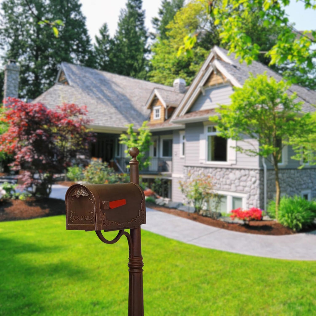 Special Lite Floral Curbside Mailbox with Ashland Post - Copper Mailbox with Aluminum Post - SCF-1003_SPK-600-CP