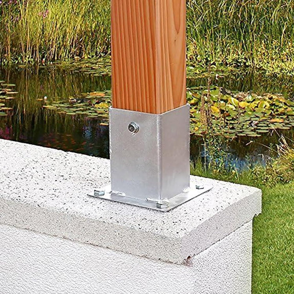 Post Shoe for Railing, Square Post Base with Fittings for Mailbox, Pergola and Deck, Stainless Steel Post Anchors for Concrete, 2x2 4x4 5x5 6x6 8x8 Inch(2 Pcs-60x60 mm)