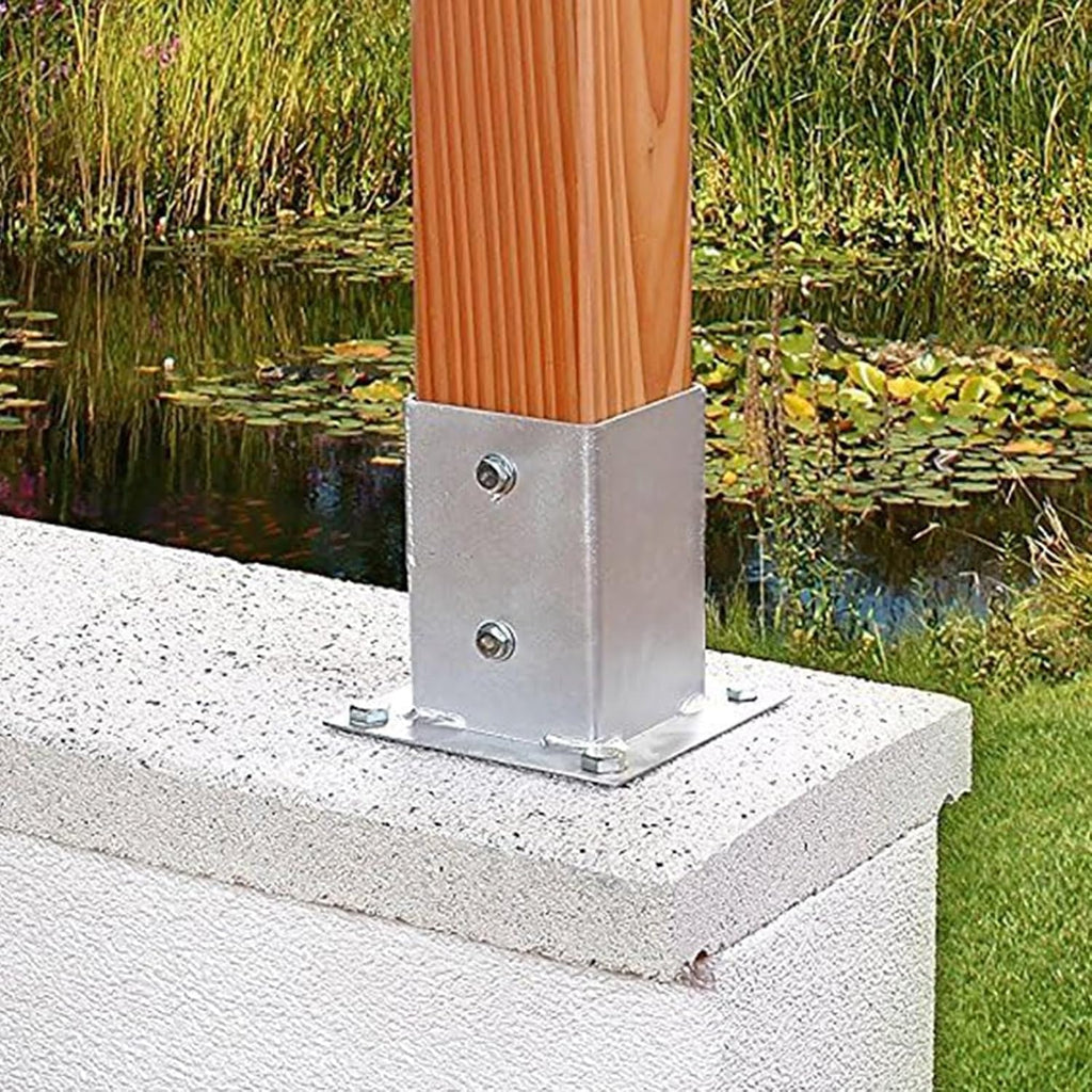 Pergola Post Base Kit, Porch Deck Mailbox Garden Railing Concrete Square Metal Anchor Base 2x2 3x3 4x4 5x5 6x6 7x7 8x8 Inch, Sturdy Stainless Steel Post Holder(115x115 mm (4.5x4.5 in))