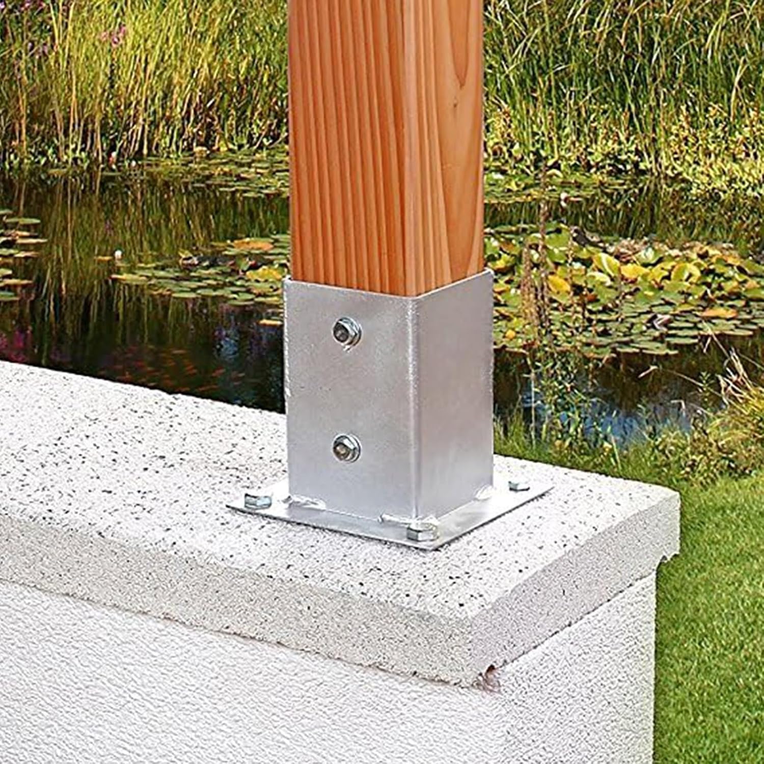 Pergola Post Base Kit, Porch Deck Mailbox Garden Railing Concrete Square Metal Anchor Base 2x2 3x3 4x4 5x5 6x6 7x7 8x8 Inch, Sturdy Stainless Steel Post Holder(110x110 mm (4.3x4.3 in))