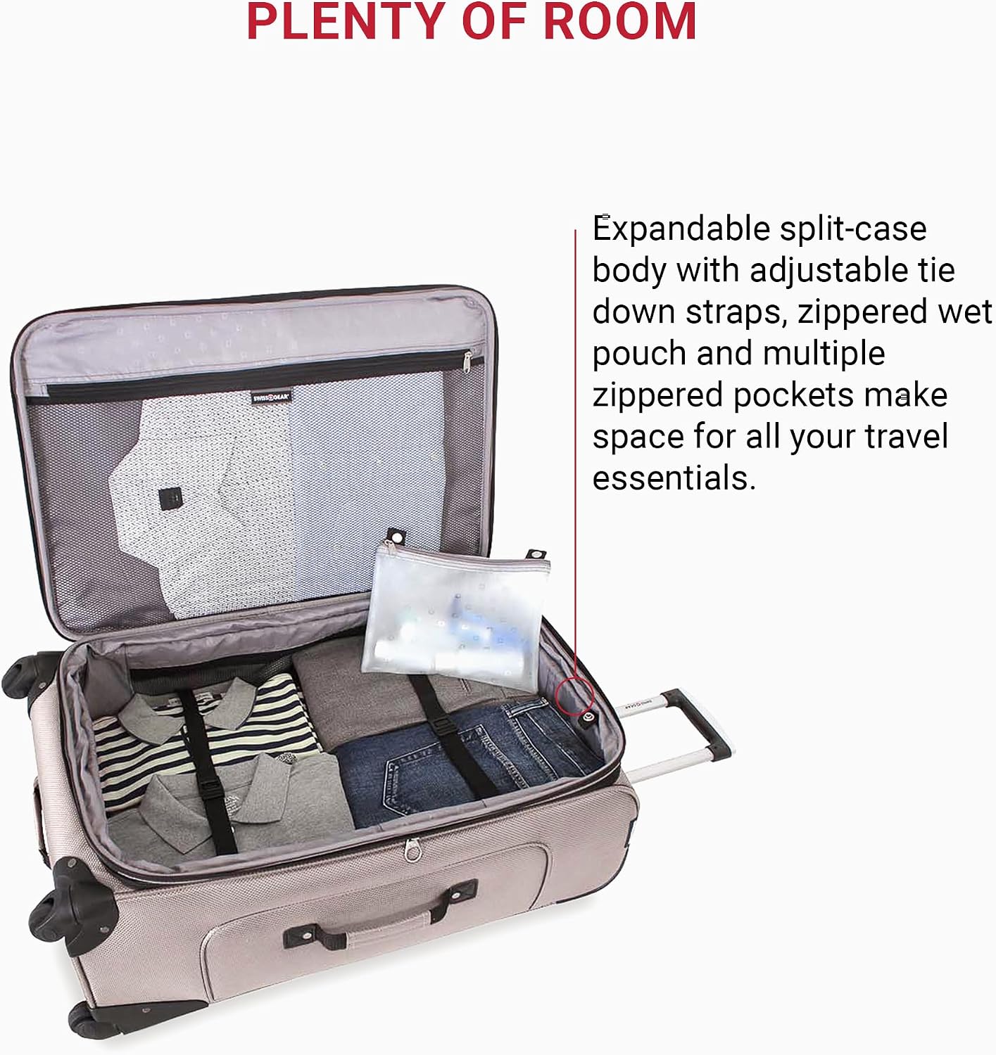 SwissGear Sion Softside Expandable Roller Luggage, Pewter, 3-Piece Set (21/25/29)