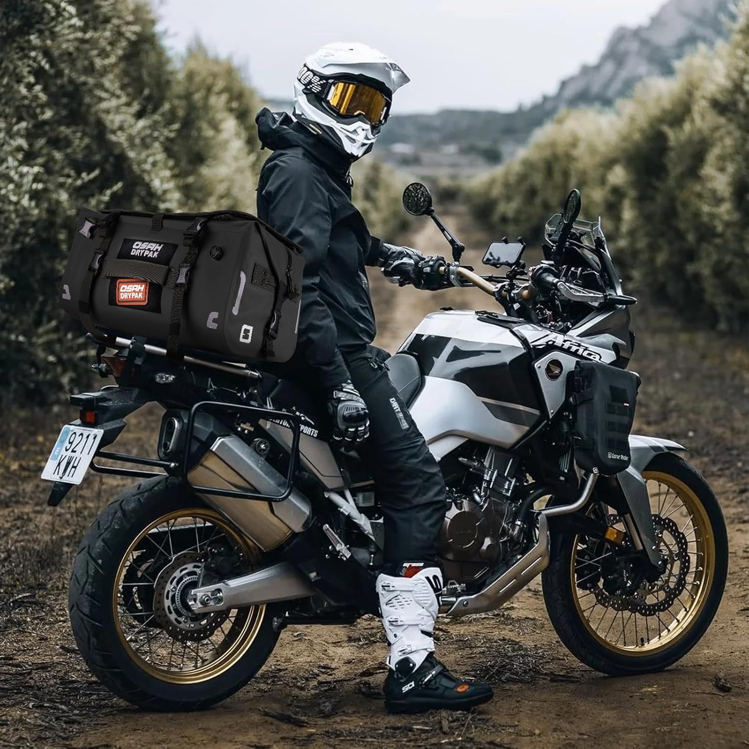 OSAH DRYPAK Waterproof Motorcycle Tail Bag, 40L Waterproof Duffel Bag, Motorcycle Dry Bag, Multifunctional Luggage Bag with Shoulder Straps for Travel, Camping, Fishing