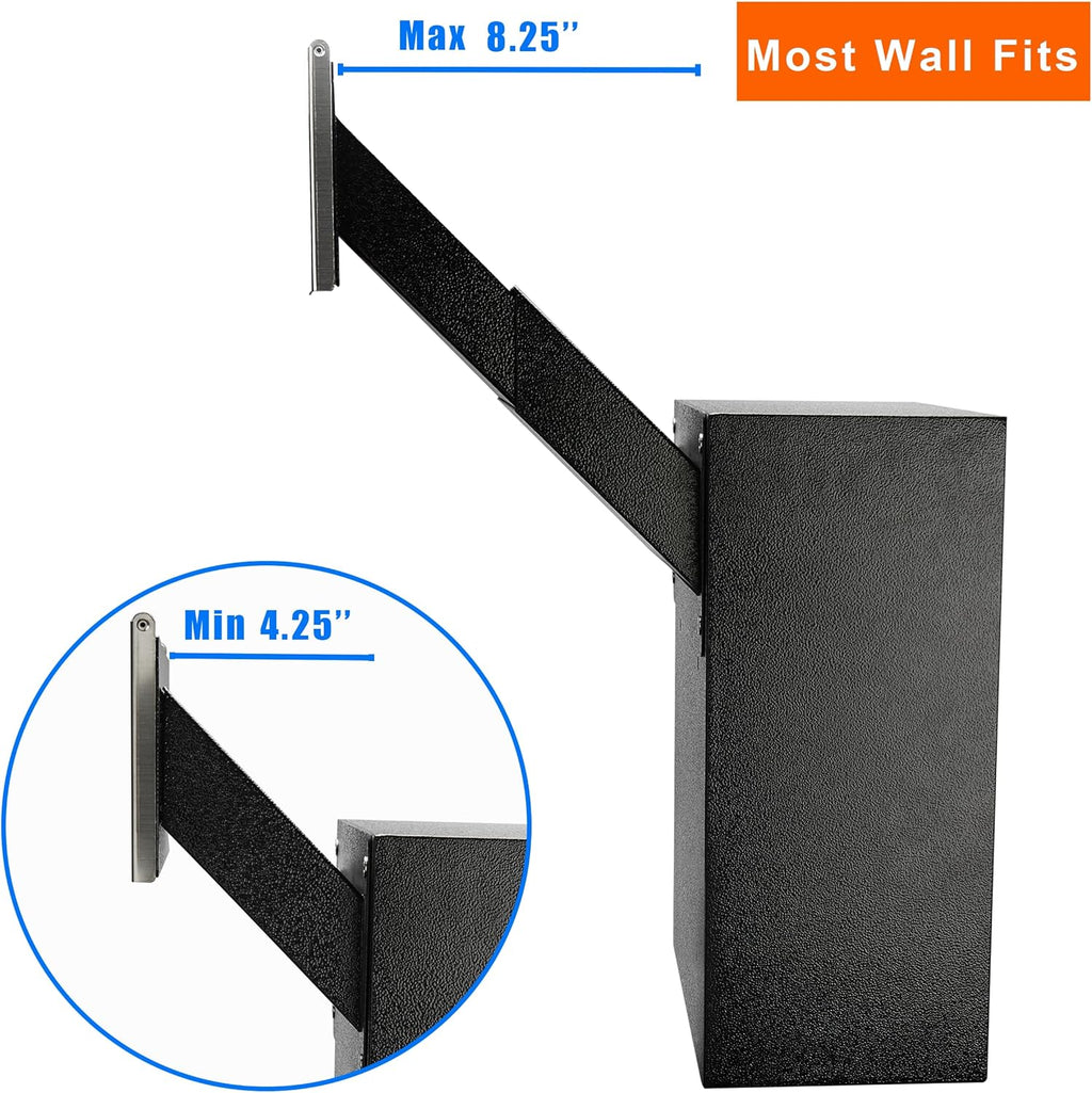 Through-the-Wall Drop Box with Rainproof Cover | Heavy Duty Through Wall Mailbox with 8.25-Inch Adjustable Chute | Rainproof Locking Drop Safe for Mail, Rent, Checks, Cash, and Keys, Black