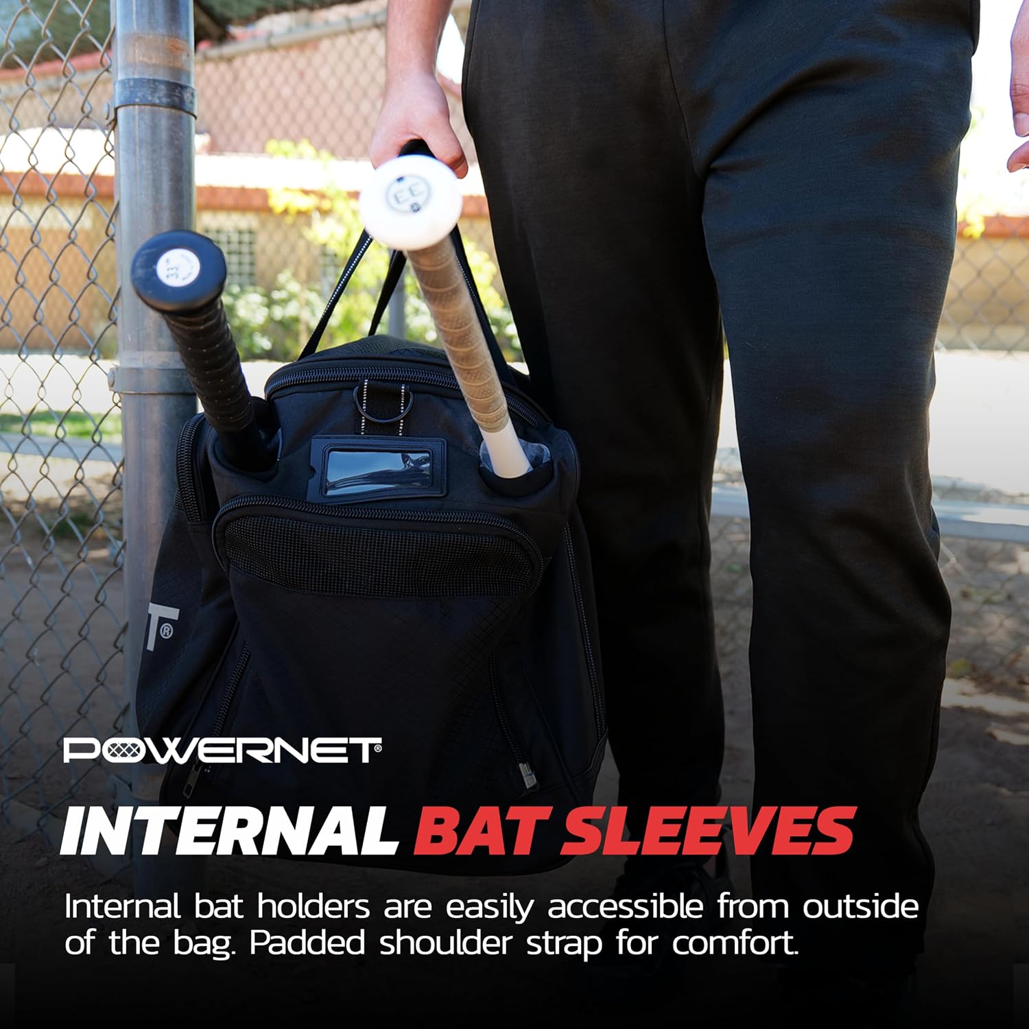 PowerNet Pro Duffle Bag, Softball Baseball Bag, Baseball Gear Bag, Baseball Bat Bag with Internal Bat Sleeves, Baseball Bags with Padded Strap & Pockets