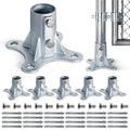 Chain Link Fence Post Flange - 2' Heavy Duty Round Post Base Bracket (6-Pack) Fits 1-7/8' Outer Diameter Fence/Mailbox/Flag Posts - Floor Mount Flange Kit