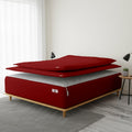 COTTON STICH 600 TC Zipper Fitted Sheet, 100% Egyptian Cotton, 18' Deep Pocket, Easy Zip Change, All-Around Secure Fit - Queen Size Bed - Burgundy