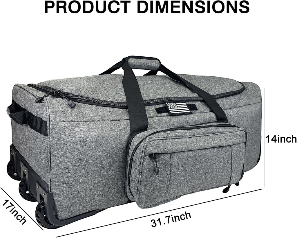 WOLT 120L Rolling Duffle Bag with Wheels, Large Deployment Military Bag, Wheeled Heavy Duty Luggage for Travel, Camping