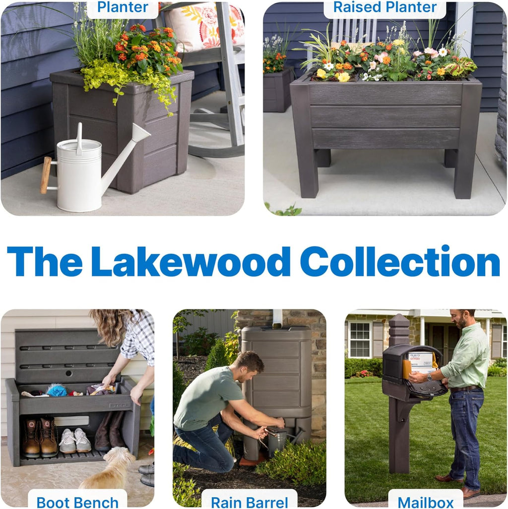 Step2 Lakewood Extra Large Mailbox & Post, Weather Resistant, Large Outdoor Mailboxes, Made of Durable Plastic, Easy to Install, Flag Included, Brown