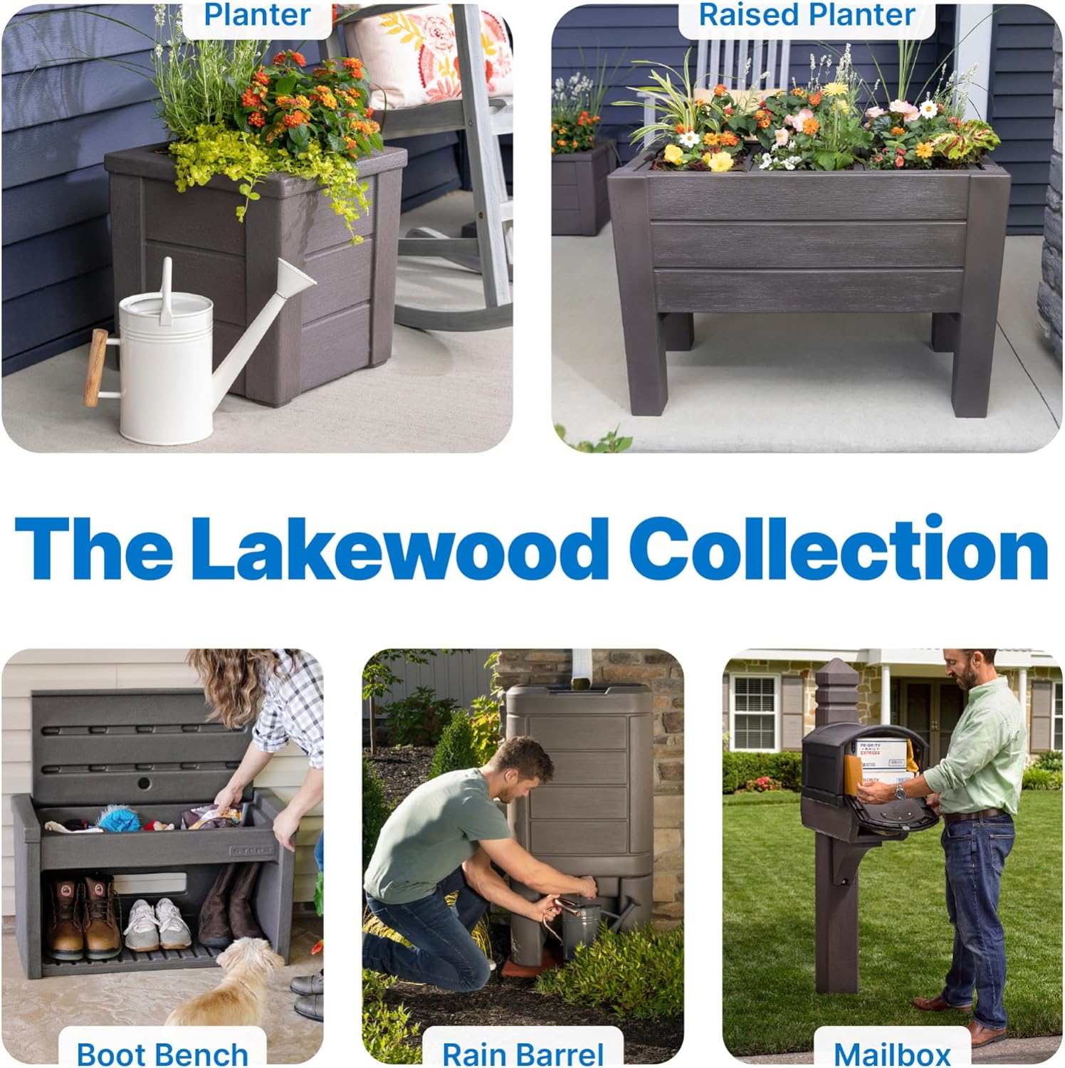 Step2 Lakewood Extra Large Mailbox & Post, Weather Resistant, Large Outdoor Mailboxes, Made of Durable Plastic, Easy to Install, Flag Included, Brown
