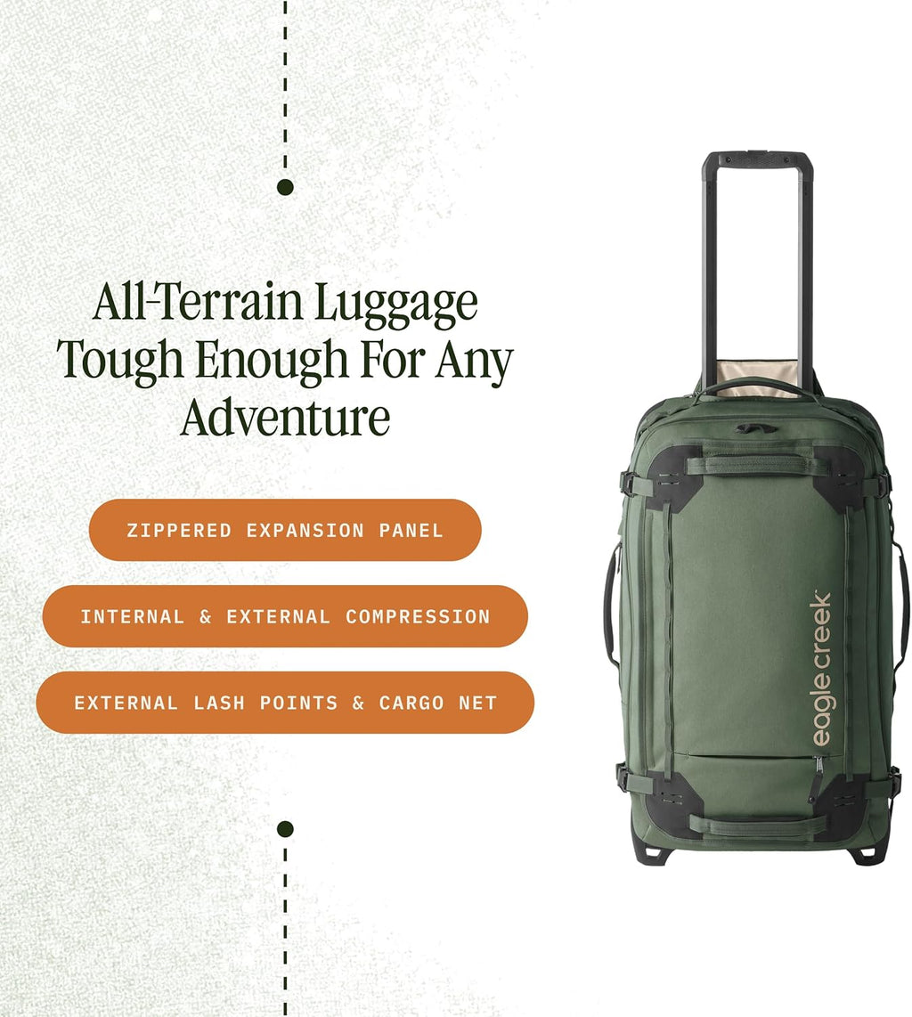 Eagle Creek Gear Warrior XE 2-Wheel Luggage to Keep Travel Items Organized - Smooth Rolling Wheels - Telescoping Handle - Padded Laptop Pocket - Jungle Green - 27'