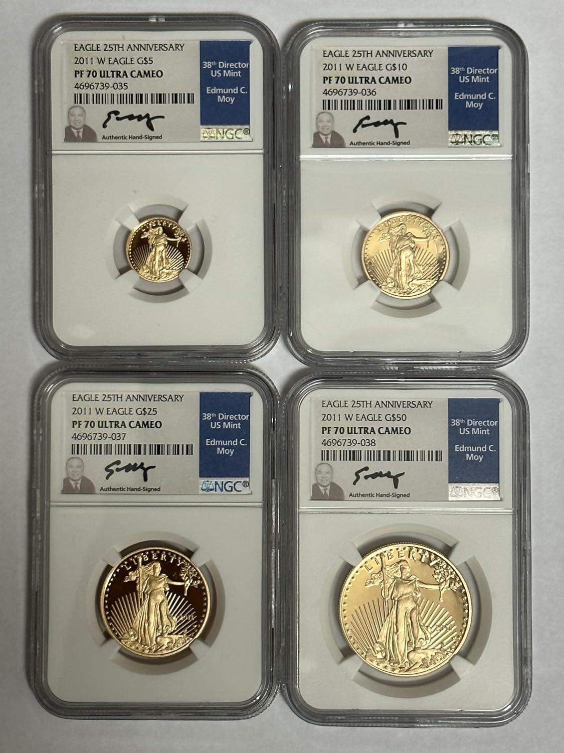 2011 W 2011 Coin Proof Gold American Eagle Set NGC PF70 UC Moy Signature Rare Collection NGC PR-70