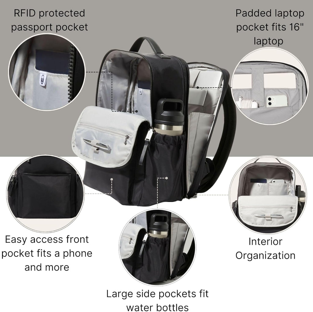 Baggallini Tribeca Expandable Laptop Backpack - 15'x11' Lightweight RFID Computer Bag for Work & Travel with Luggage Sleeve