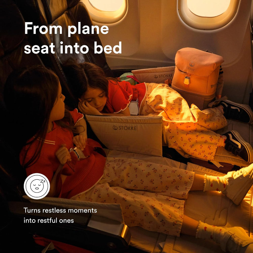 Stokke JetKids Travel Bundle, Moonglow White - Includes BedBox Ride-On Suitcase & Backpack - Best for Kids 2-7 Years Old (Up to 77 lbs)