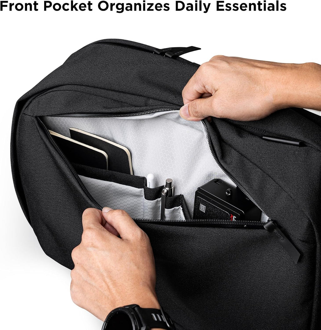 ALPAKA Metro Backpack Pro for Men 24L - Fits 16' Laptop Business Travel Backpack with YKK Zippers, MOD Key Leash & Luggage Pass-through, Durable Padded and Weatherproof Work Bag,Axoflux 600D (Black)