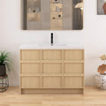 48 Inch Bathroom Vanity with Sink, 48' Freestanding Storage Cabinet Combo, 3 Soft Close Doors and Resin Basin, Modern Brown Floor Standing Vanity Set, Plywood Construction