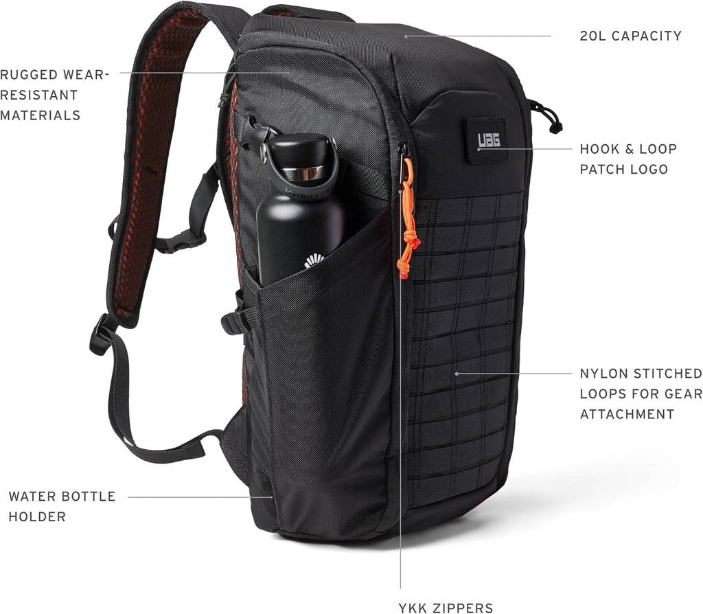 URBAR ARMOR GEAR UAG 20-Liter Laptop Backpack - Lightweight Travel Carry-on Luggage Daypack Fits up to 16' Laptop, Civilian Black/Orange