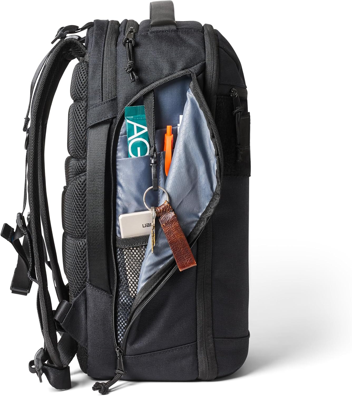 URBAR ARMOR GEAR UAG 24-Liter Laptop Backpack - Fits up to 16' Laptop Clamshell Opening Side Bottle Holder Pocket Travel Carry-on Luggage Daypack, Premium Tech Black