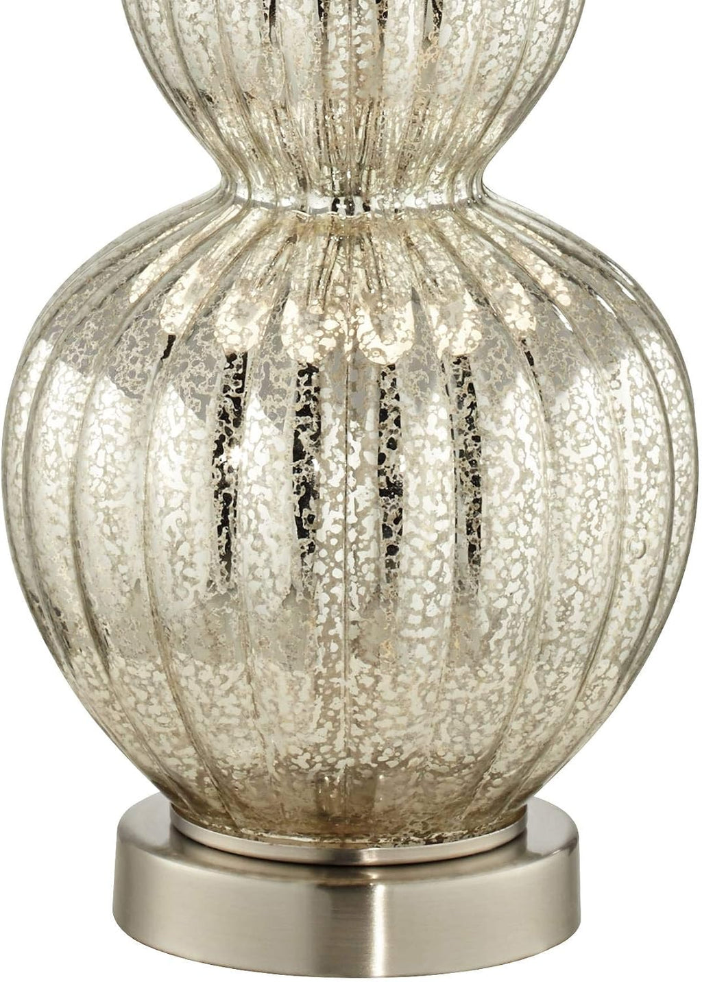 Regency Hill Lili Table Lamps 25' High Set of 2 Fluted Mercury Glass Brushed Silver Metal Double Gourd Drum Shade Decor for Living Room Bedroom House Bedside Nightstand Home Office