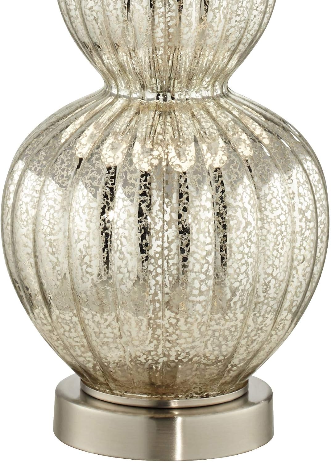 Regency Hill Lili Table Lamps 25' High Set of 2 Fluted Mercury Glass Brushed Silver Metal Double Gourd Drum Shade Decor for Living Room Bedroom House Bedside Nightstand Home Office