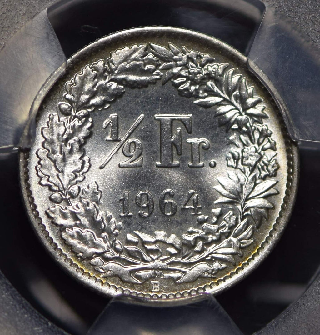 Collectible Coin Switzerland 1964 1/2 Franc PCGS MS66 blasting luster rare grade PC0561