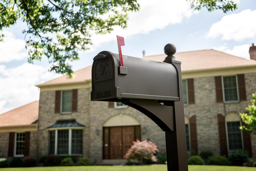 Architectural Mailboxes Landover Aluminum Mailbox Post with Arlington Large Textured Bronze Mailbox