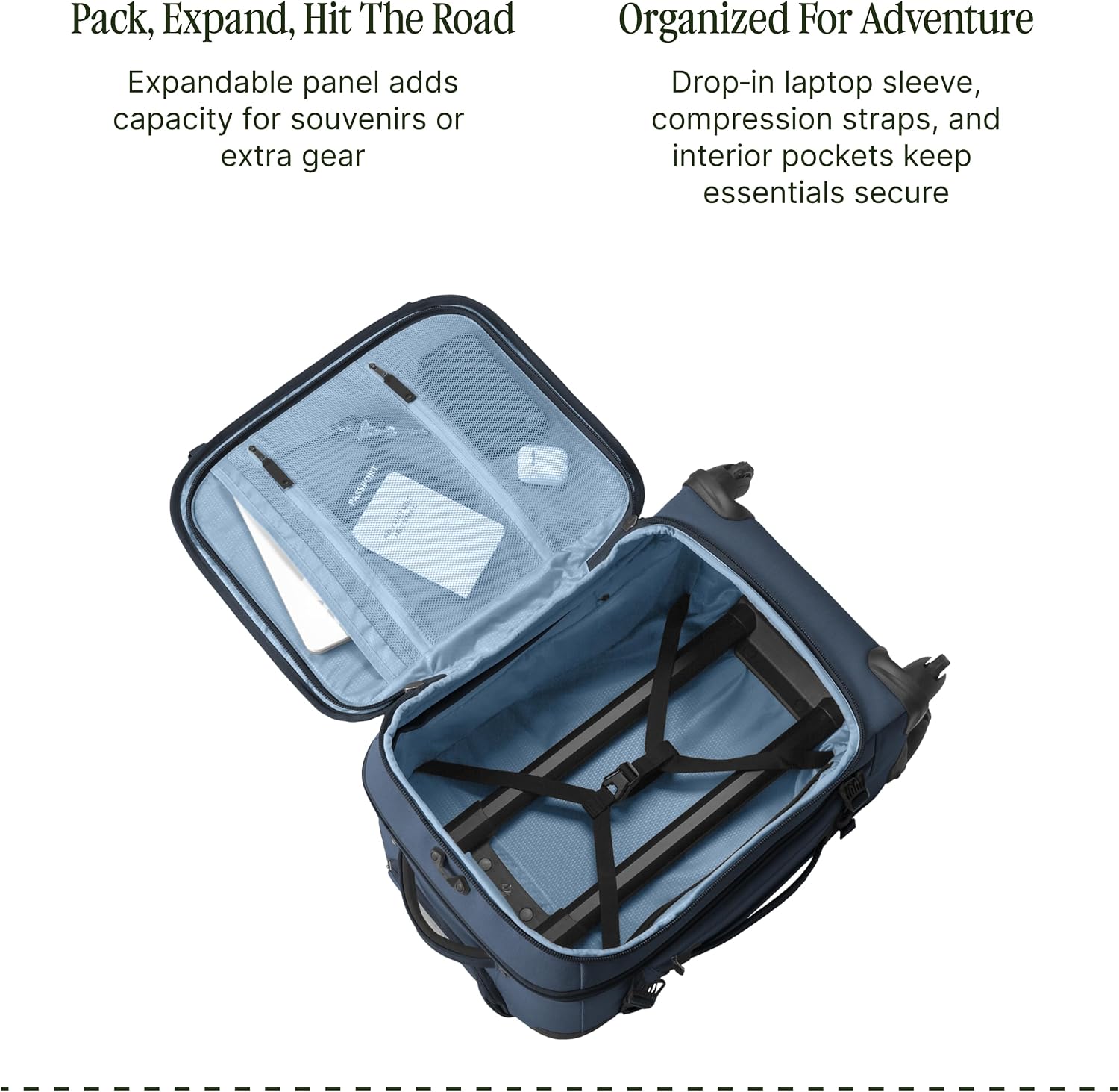 Eagle Creek Gear Warrior XE 4-Wheel Carry-On Luggage for Travel Essentials - Smooth Rolling Wheels - Lockable Zippers - Interior Laptop Sleeve - Black - 21.74