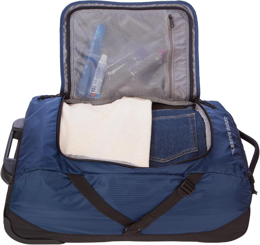 Eddie Bauer Traverse Luggage | Roller Wheels | Telescoping Handle | Travel | Vacation | Ripstop Nylon - Medium Indigo, 22'