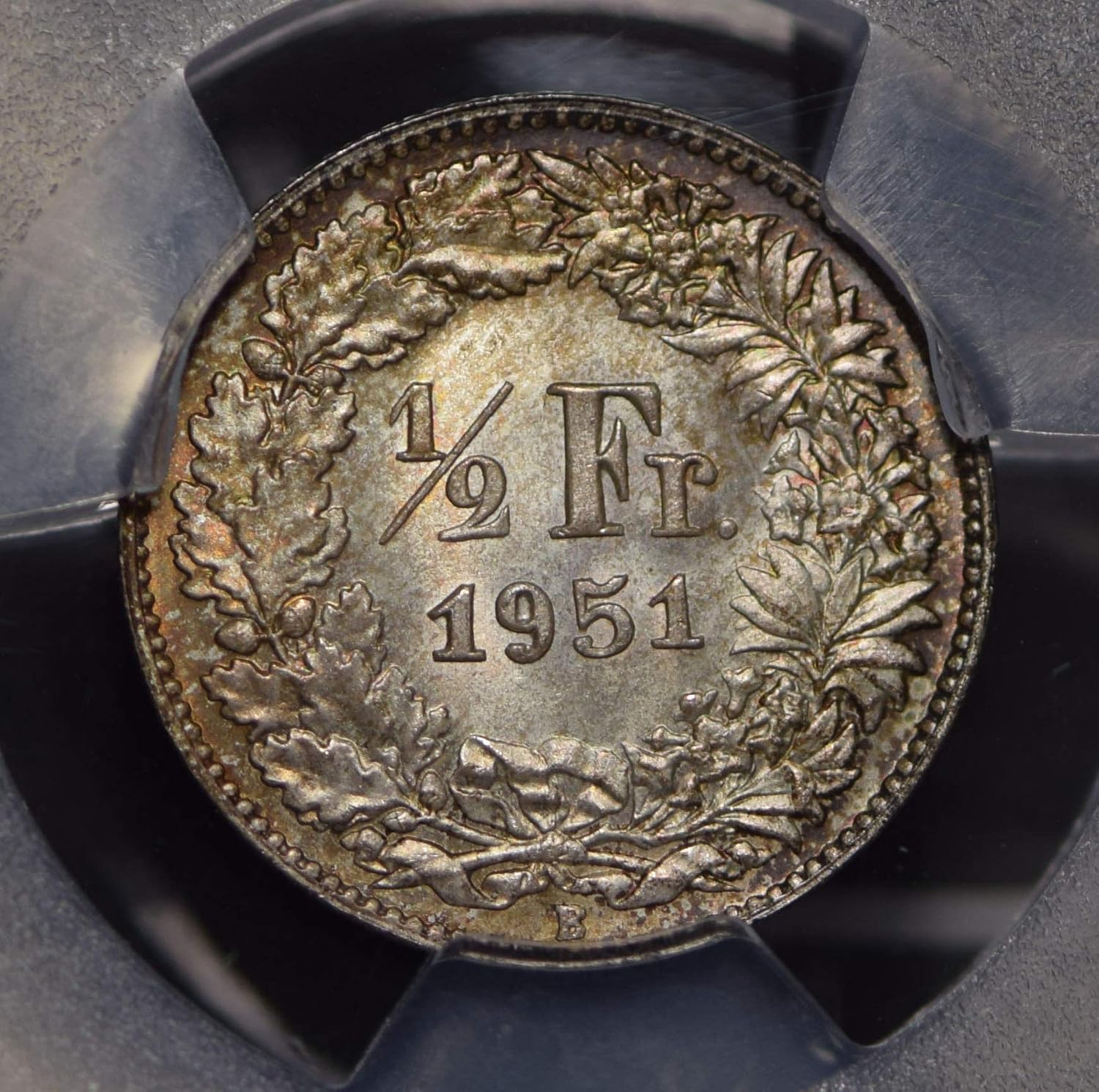 Collectible Coin Switzerland 1951 1/2 Franc PCGS MS67 blasting luster rare grade PC0565