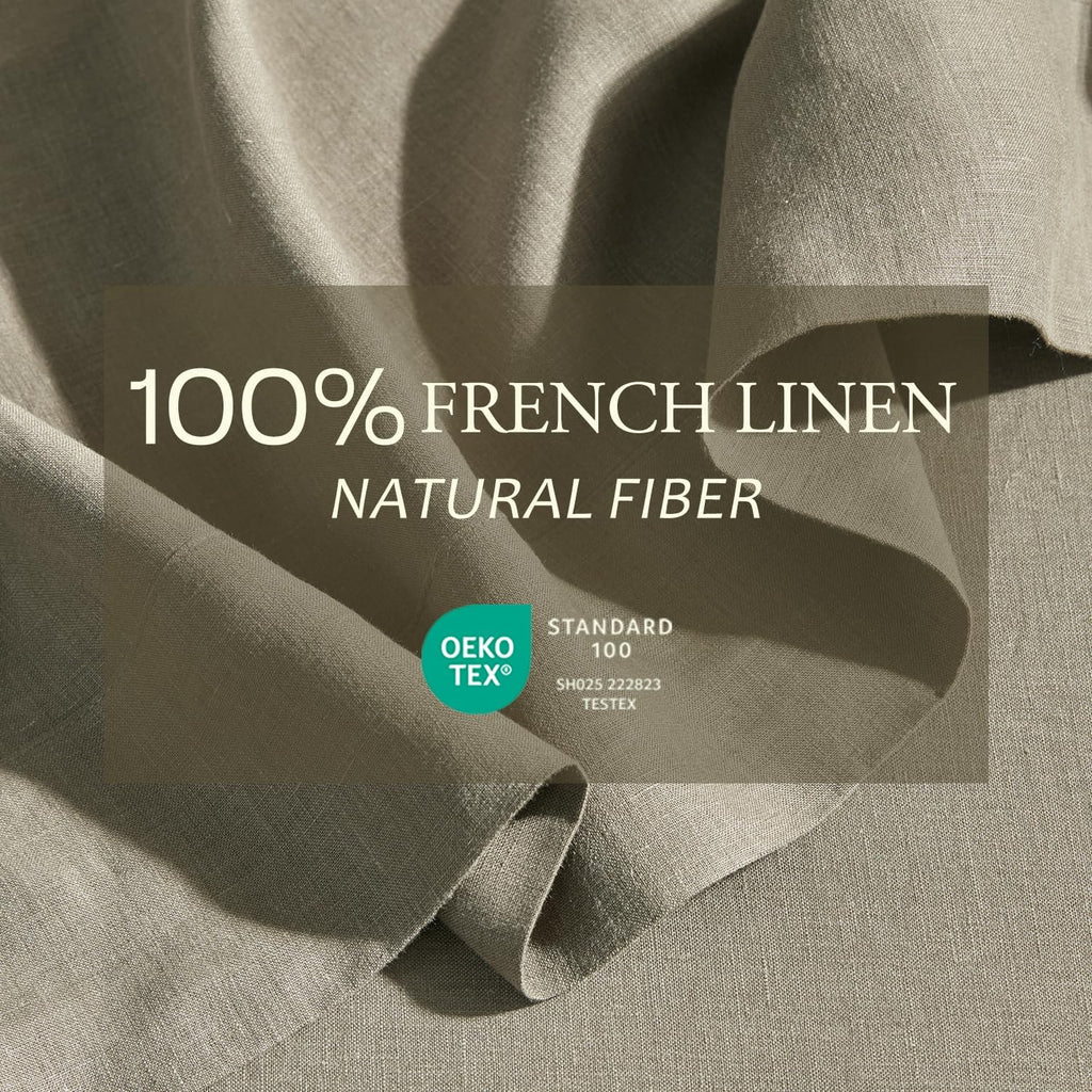 DAPU Pure Linen Sheets Set, 100% French Linen from Normandy, Breathable and Durable for Hot Sleepers, 4 Pcs Set - 1 Flat Sheet, 1 Fitted Sheet, 2 Pillowcase (Forest Green, Queen)