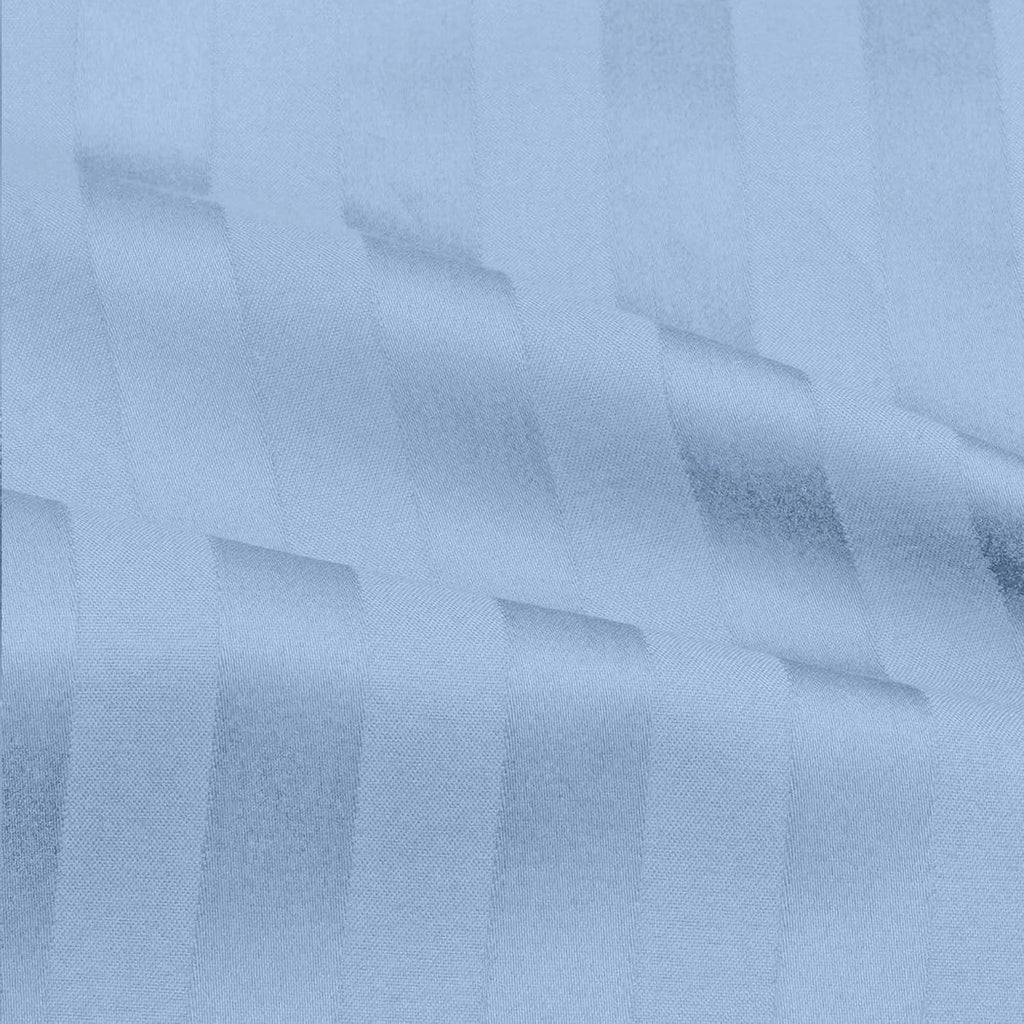 Breathable Luxury Bedding ! 800 Thread Count 100% Egyptian Cotton Full Size 4 Piece Sheet Set Fit 15' Inch to 18' Inch Deep Pocket Stripe. Light Blue