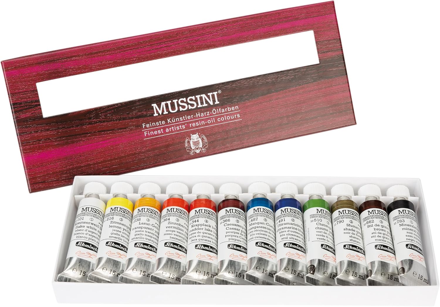 Schmincke - MUSSINI finest resin oil paints, cardboard set, 12 x 15 ml set, 70 012 097