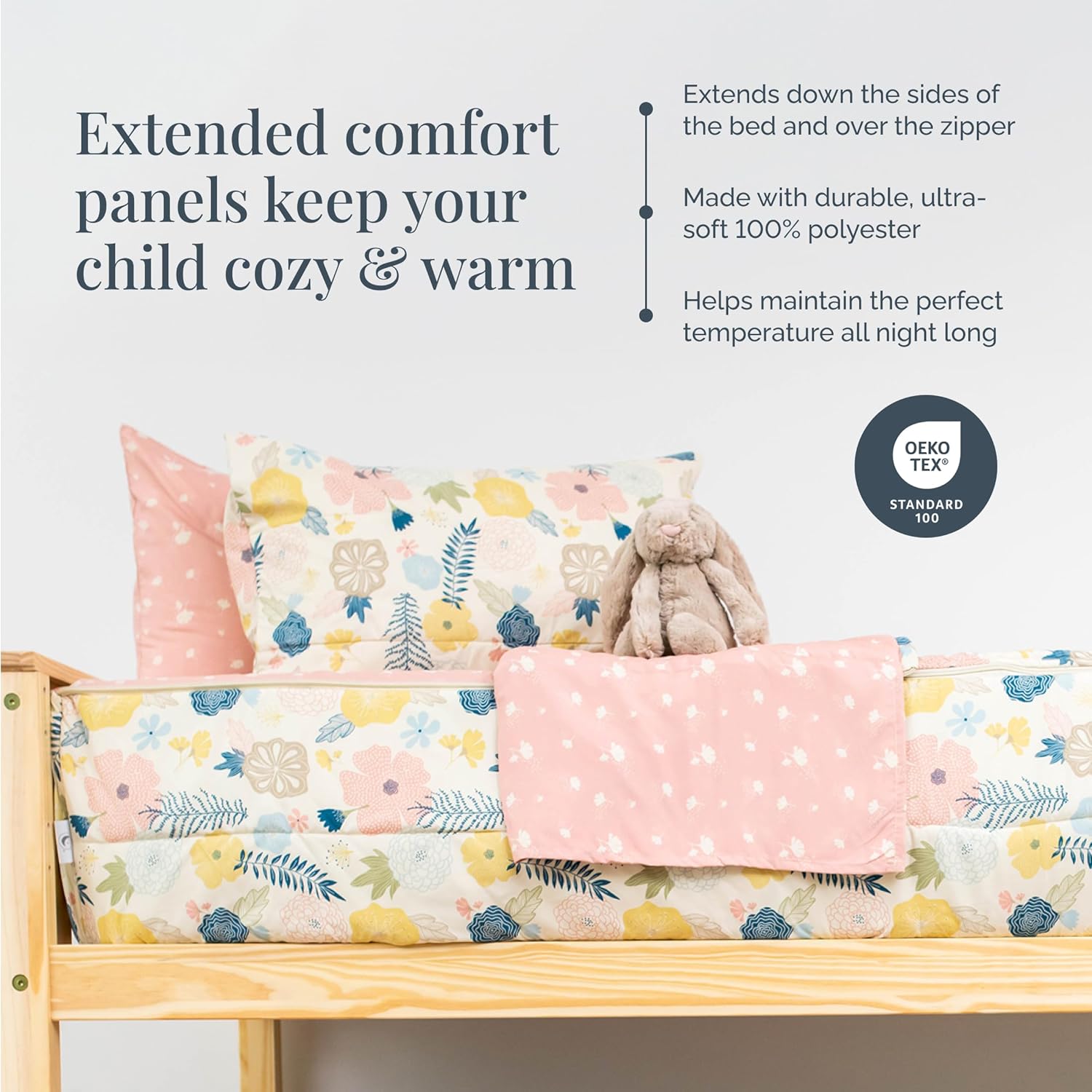 Beddy's Flower Blossoms Durable Zipper Bedding for Kids - Bed in a Bag - Pink Floral Sheets and Comforter - Includes 2 Pillowcases & 2 Shams - Easy to Make & Wash - Full