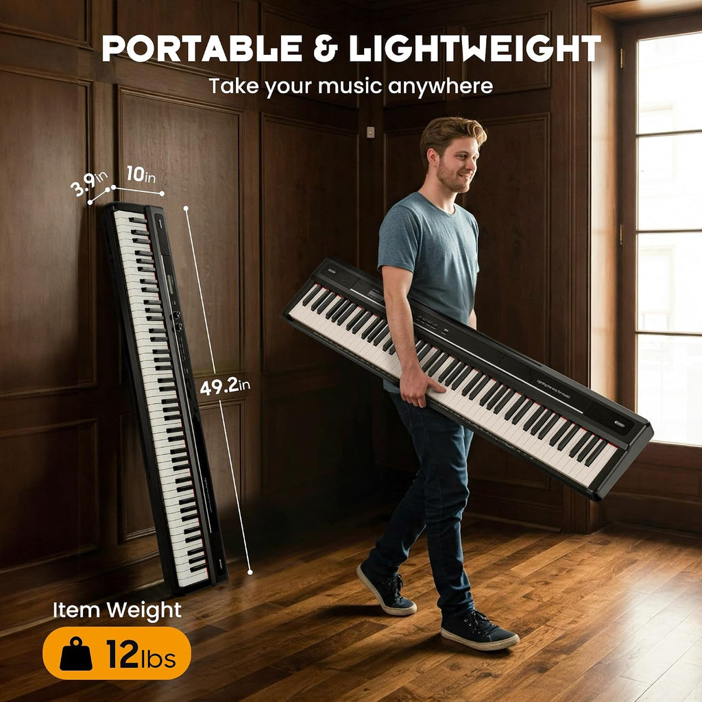 CAHAYA 88-Key Digital Piano Keyboard - Semi Weighted Electric Piano for Beginners with Double X-shaped Stand 3 Pedals and a Sheet Music Holder