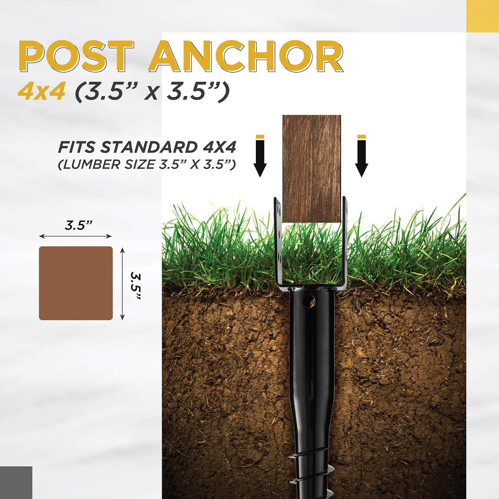 Premium No Dig Ground Anchor DIY Screw in Stake U-Model 27 Inch Fits Standard 4x4 Posts (3.5' X 3.5') Great for Mailbox and Fence Posts