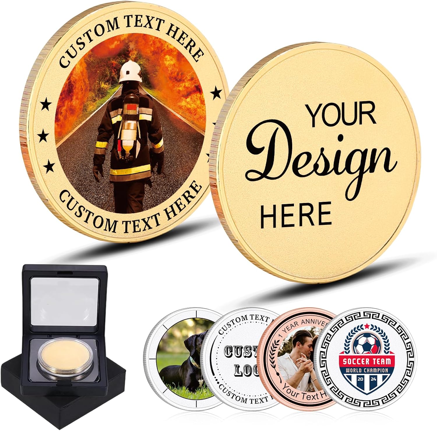 Custom Challenge Coin with Logo Text Photo – Personalized Double-Sided Metal Coin for Men Women (120)