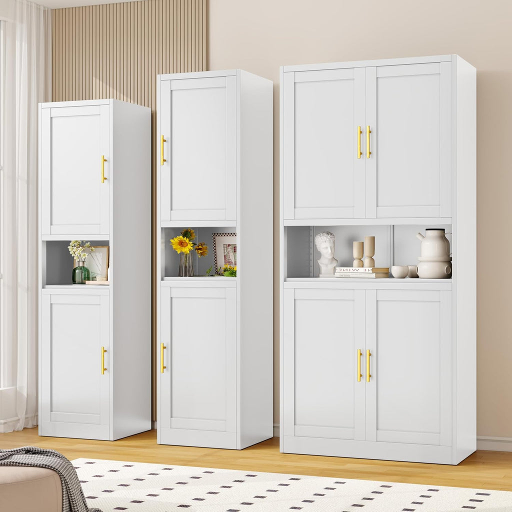 Metal Tall Narrow Kitchen Pantry Cabinet,Tall Bathroom Storage Cabinet,67' High Bathroom Organizers with Doors and Adjustable Shelves for Bathroom, Kitchen,Small Spaces