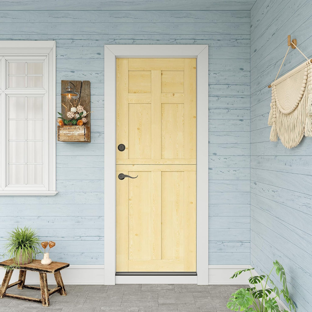 32' x 80' Exterior Dutch Entry Door (Front/Outside) - 1.75' Solid Pine with 6 Panels, Half Panel,Interior Doors Slab for Home Entryway/Back w/4 Hinges+1 Latch +1 Slab+1 Lock Set