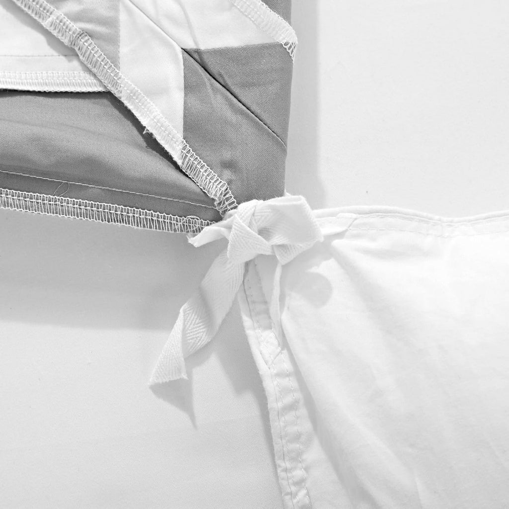 Casabolaj Shading 3 Pieces Do Not Include Filling Duvet Cover Set 100% Egyptian Cotton Sateen Luxury 400 TC Frame Patchwork Button Closure and Corner Ties-White/Taupe/Grey (Queen)