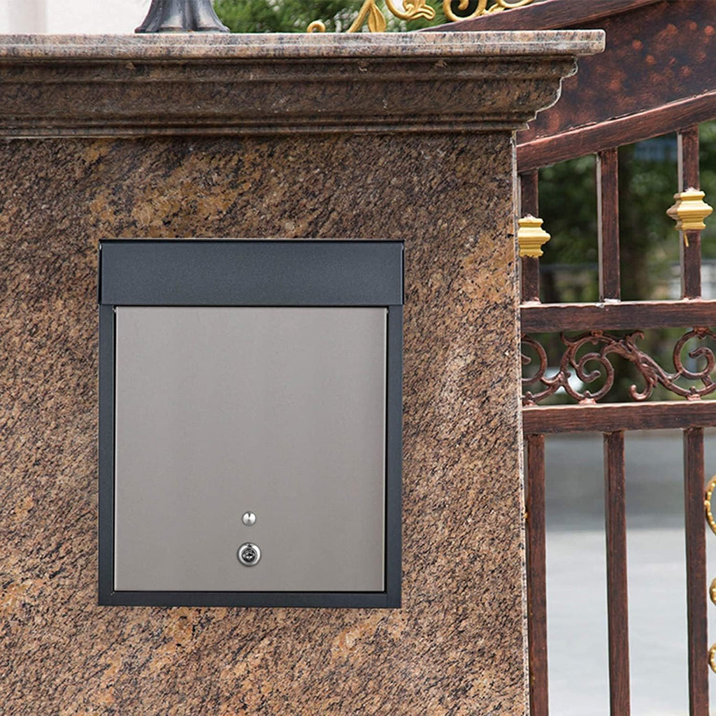 Suggestion Box Business Drop Boxes Donation Box Modern Large Mailbox for A4 Mail, Outside Wall Mount Locking Post Box, Metal Vertical Letter Drop Box for Home Residential Office Porch ( Color : Gray )