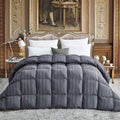Luxurious All-Season Goose Down Comforter Duvet Insert, Exquisite Gray Stripe Design, 1200 Thread Count 100% Egyptian Cotton Down Proof Fabric, 750+ Fill Power (Cal King)