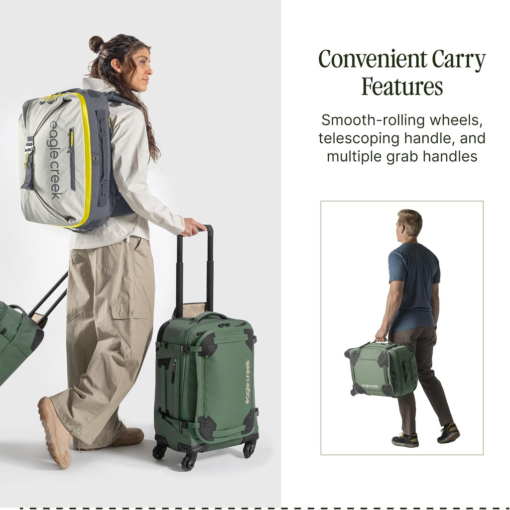 Eagle Creek Gear Warrior XE 4-Wheel Carry-On Luggage for Travel Essentials - Smooth Rolling Wheels - Lockable Zippers - Interior Laptop Sleeve - Black - 21.74