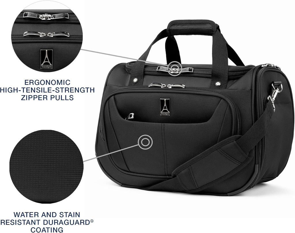 Travelpro Maxlite 5 Softside 2pc Set Expandable Carry On Luggage with 4 Spinner Wheels/Soft Underseat Tote, Lightweight Suitcase, Men and Women, Black