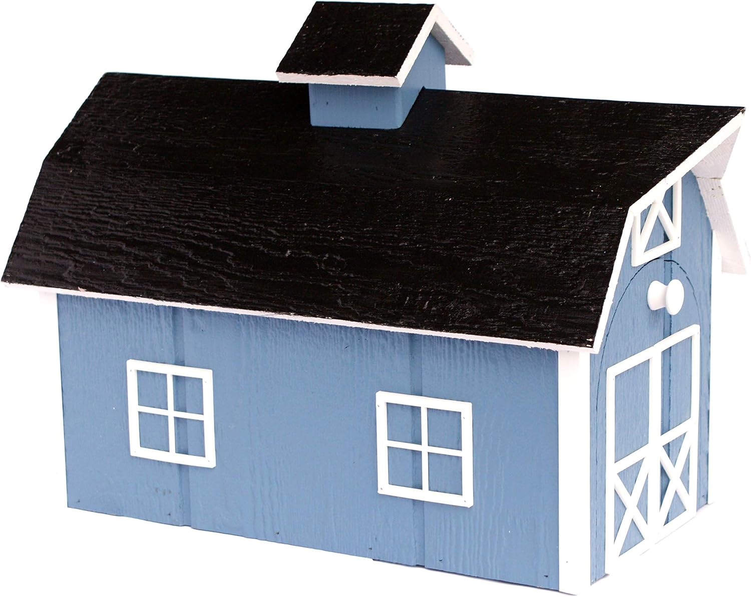 Deluxe Wooden Mailbox, Dutch Barn Style (Country Blue with White Trim)