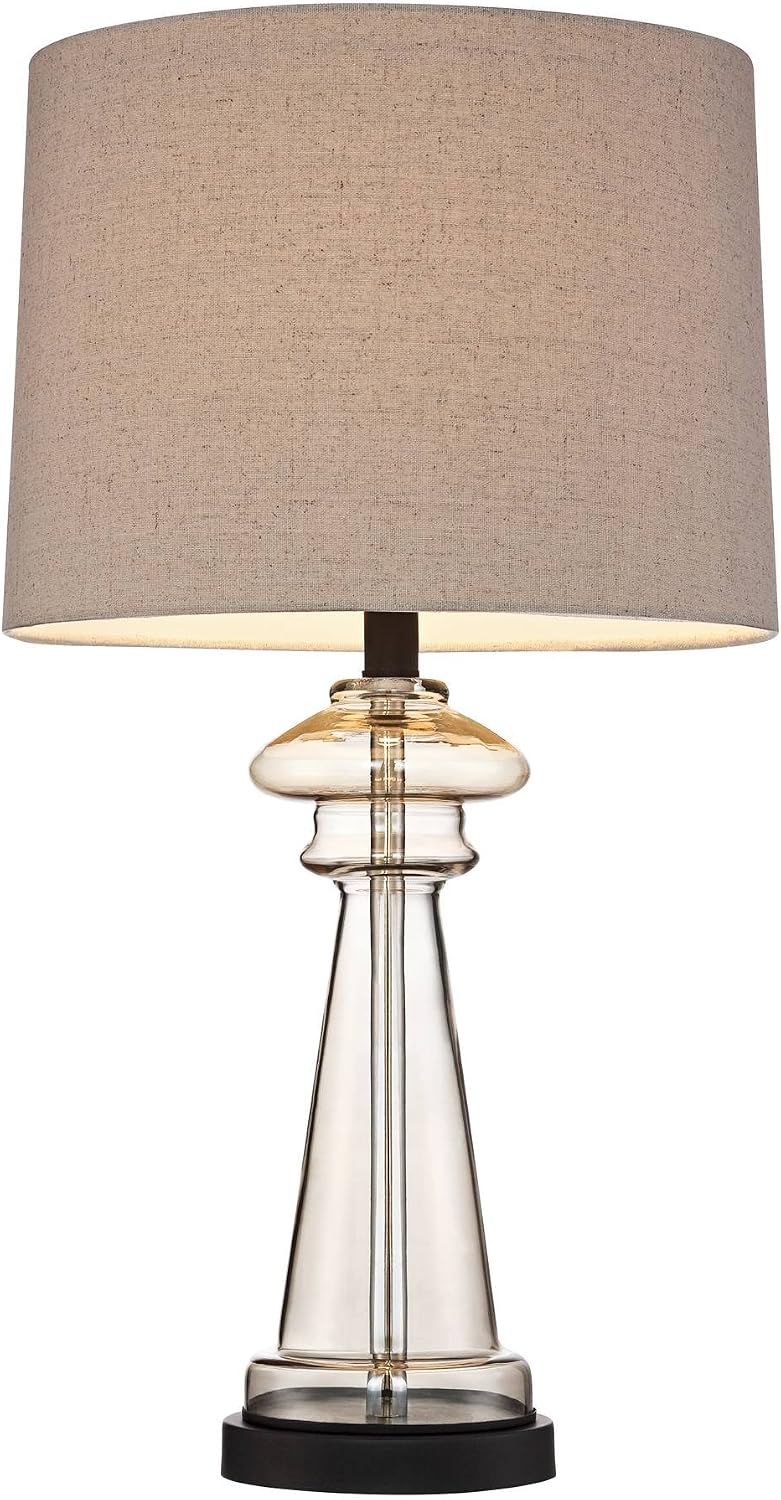 360 Lighting Dalia Traditional Country Cottage Table Lamps 27' Tall Set of 2 Clear Champagne Glass Taupe Tapered Drum Shade for Bedroom Living Room House Bedside Nightstand Office Family