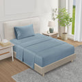 1000 Thread Count Blue Sheets For Twin Bed, 3-Piece Sateen Weave Luxury Twin Bed Sheet Set Cotton, Deep Pocket Sheet & Pillowcase Sets( Fits Upto 15'), Staple Soft Breathable Bed Sheets - French Blue