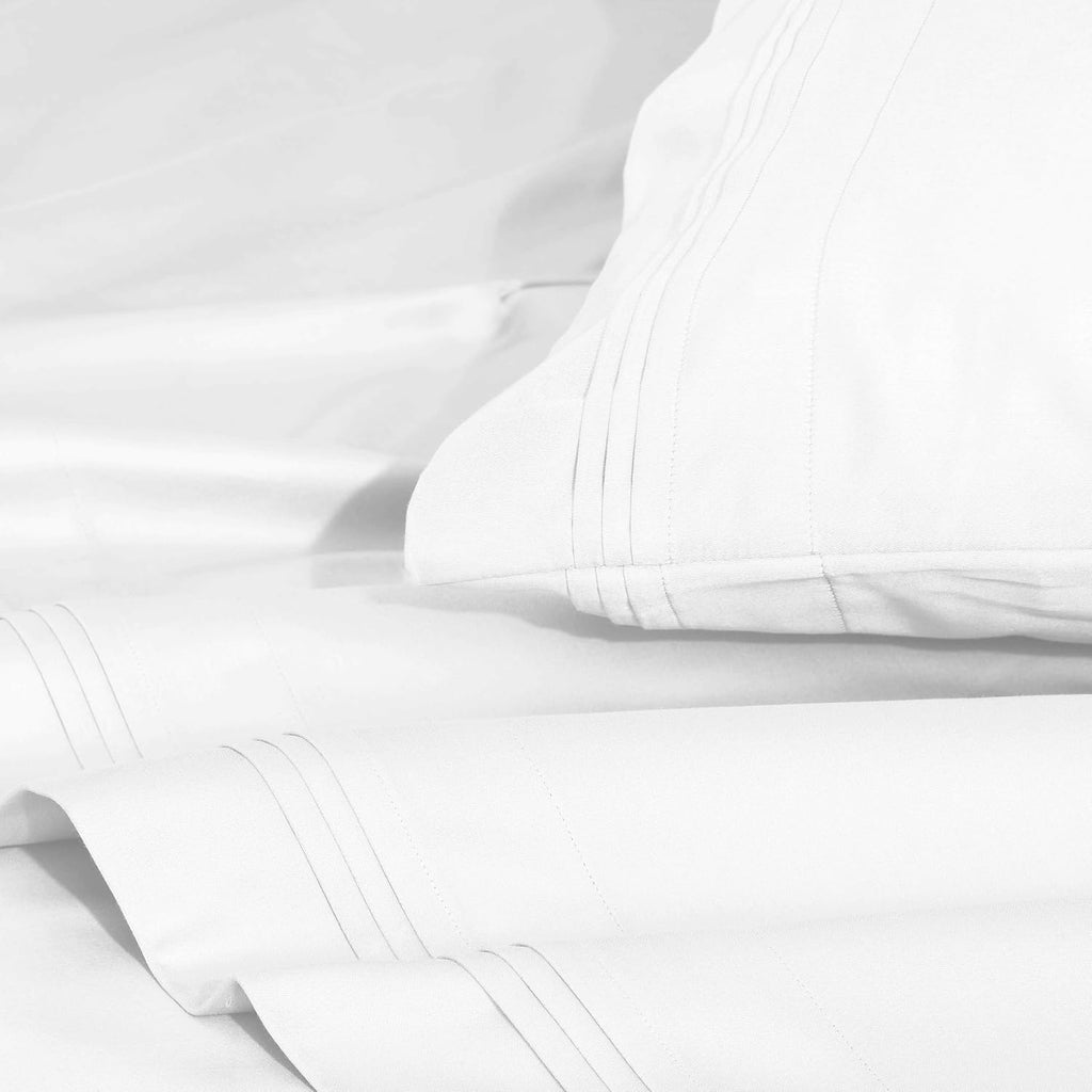 Superior Egyptian Cotton 4 Piece Sheet Set, Luxury 1500 Thread Count, Eco-Friendly, Sustainable Sheets, Ultra-Soft Basics, Solid, Deep Pocket Fitted Sheet, Flat Sheet, Pillowcases, Full, White